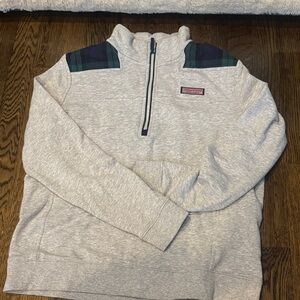Vineyard Vines Gray and Green Zip-Up Sweater